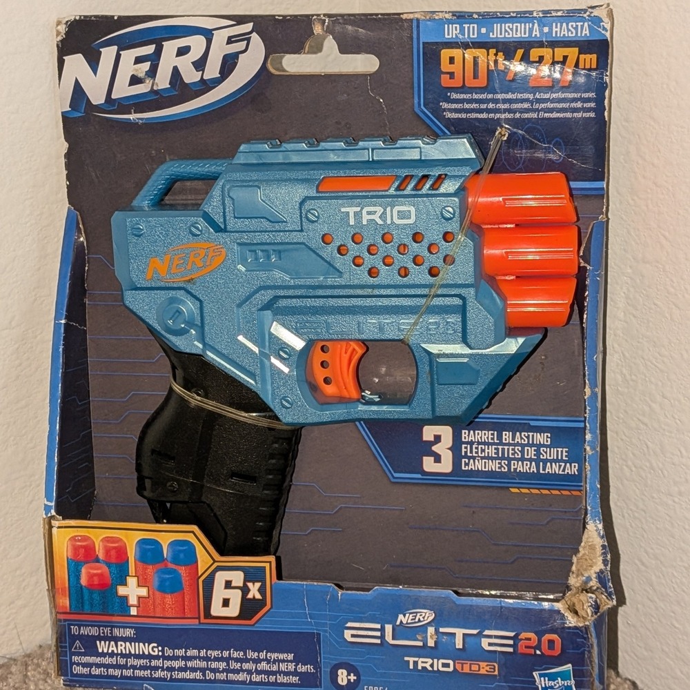 Nerf Elite 2.0 Trio TD-3 Blaster 3-Barrel Blasting 6 Darts E9954 Hasbro New